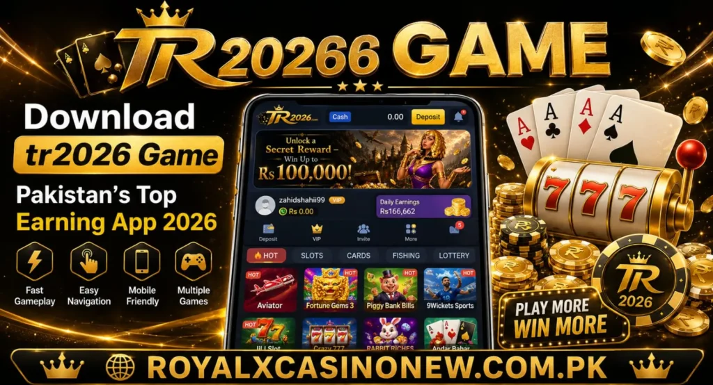 tr2026 Game premium gold-and-black casino banner with smartphone and gaming icons.