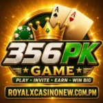 356pk Game logo with golden casino design and 3D lettering.