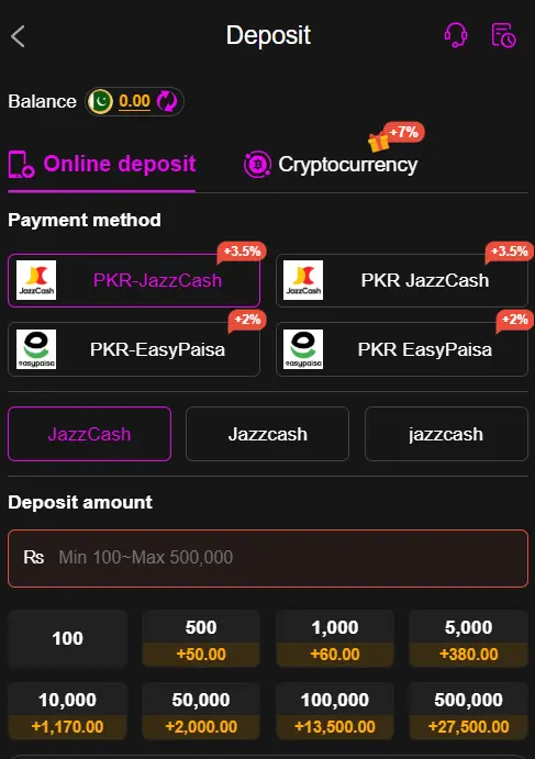 786ace Game deposit