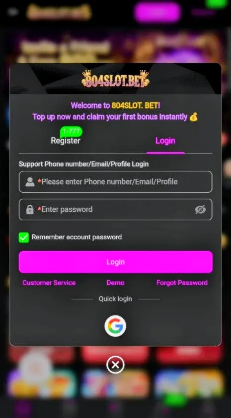 804slot Game login
