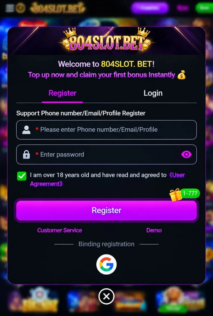 804slot Game register