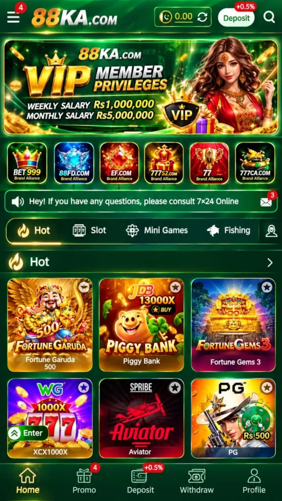 88ka Game app homepage with Aviator and casino games.