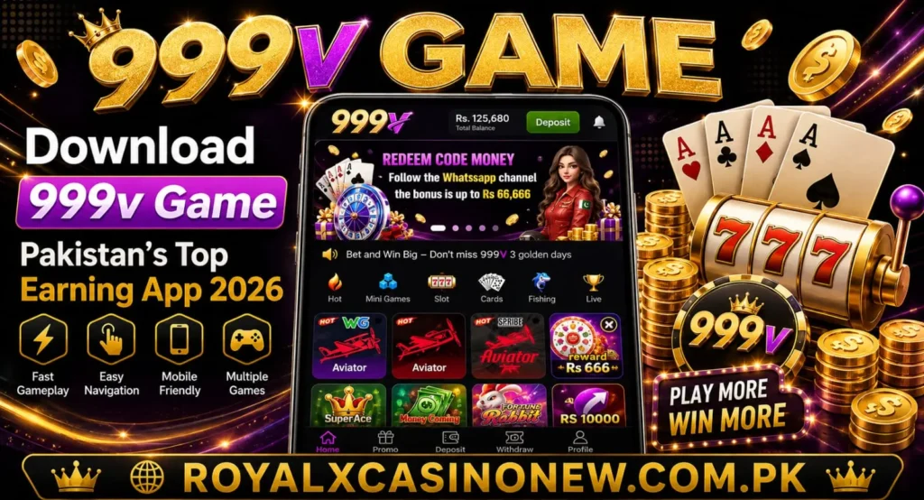 999v Game mobile casino banner.