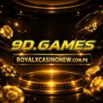 9D Game Game logo with golden casino design and 3D lettering