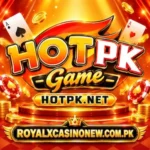 hotpk Game logo with golden casino design and 3D lettering.