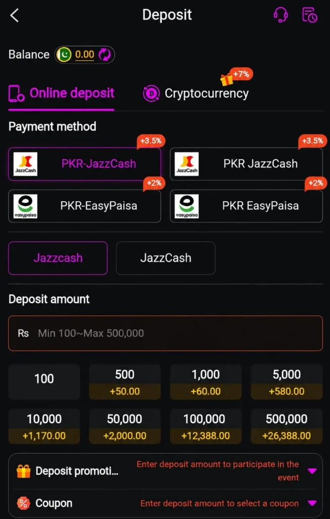 k6 Game deposit