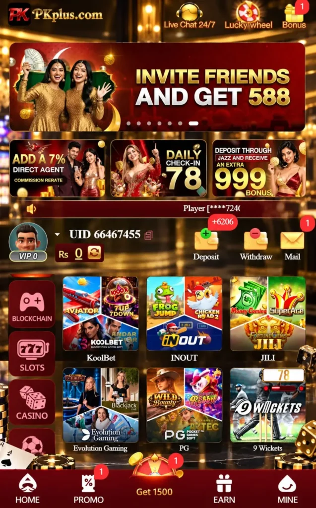 pkplus Game app with casino games and promotional offers (1)