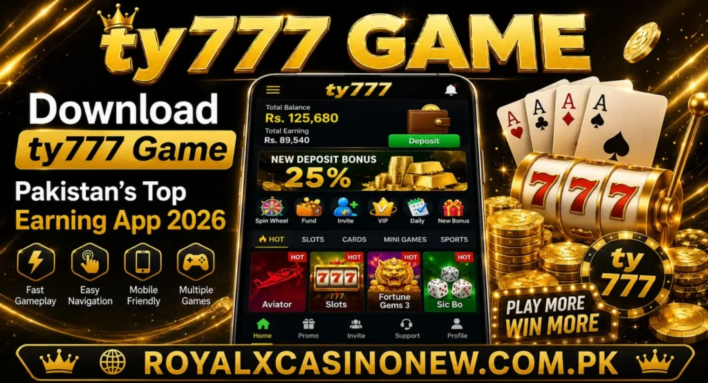 ty777 Game mobile casino banner.