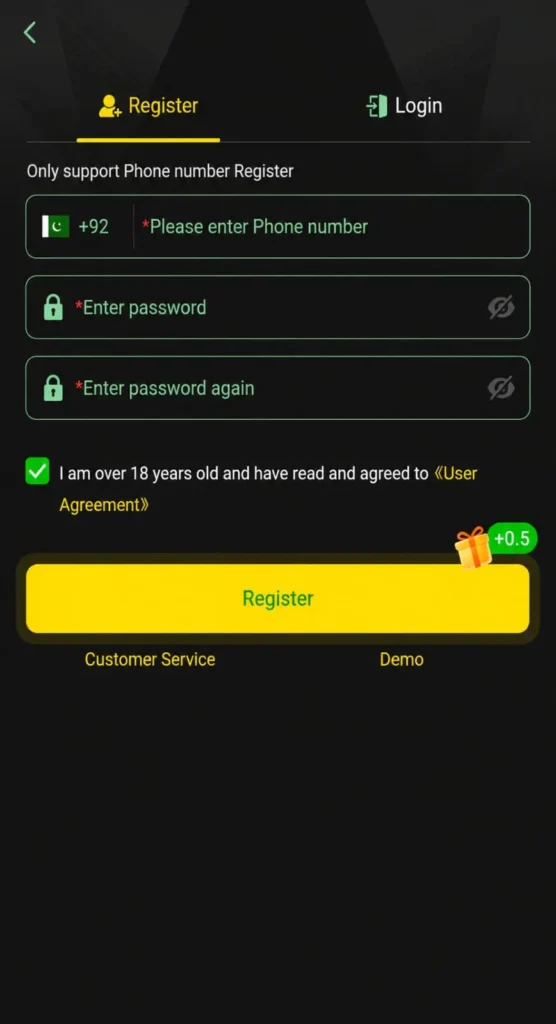 ty777 Game register