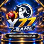 y77Game cricket logo with a blue and gold gaming design